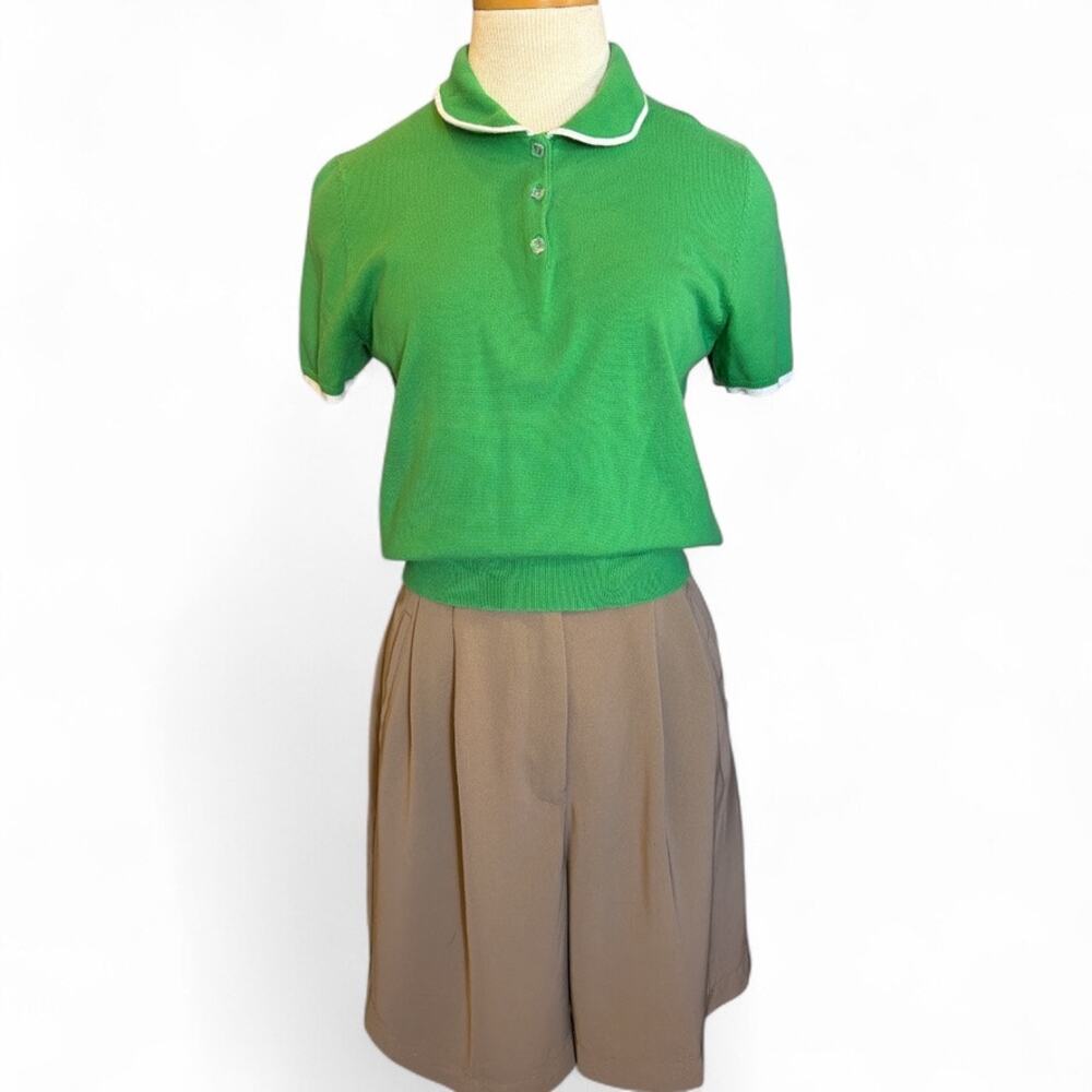 Top Flite by Spalding Long Pleated Golf Trouser Shorts Size 27 Cool Taupe Preppy